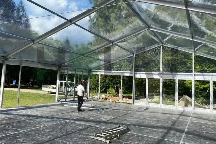 15x20m Glass Wedding Tent for 200 Guests in Hungary